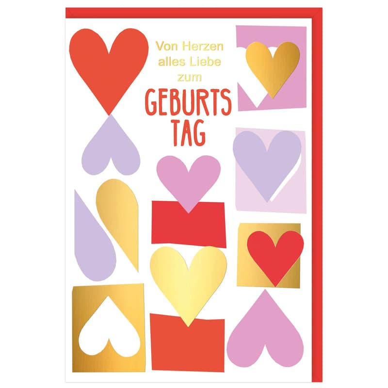 Grußkarte 11,5x17cm "Geburtstag Herzen"