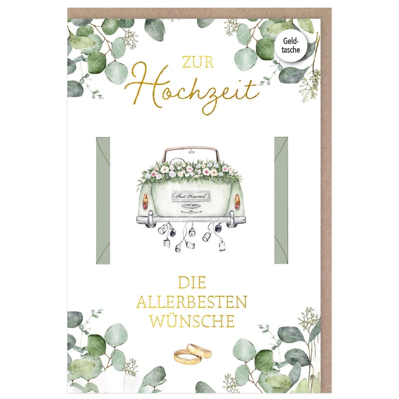 Grußkarte 11,5x17cm "Hochzeit Geld"