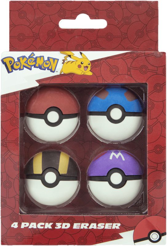 Pokémon Radierer 3D Ball Form 4 Stück
