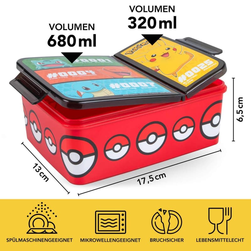Brotdose Pokémon rot 1L 2-geteilt