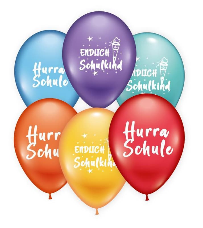Luftballons Hurra Schule / Endlich Schulkind 6 Stück