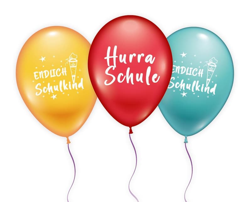 Luftballons Hurra Schule / Endlich Schulkind 6 Stück