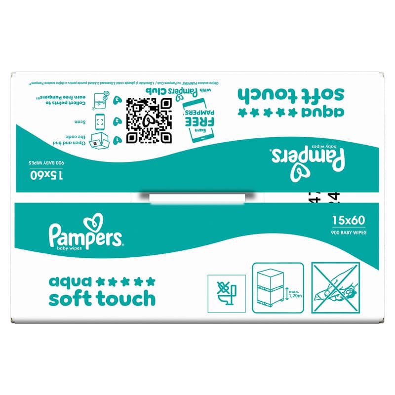 Pampers Baby Wipes Aqua Soft Touch (15x60 pcs)