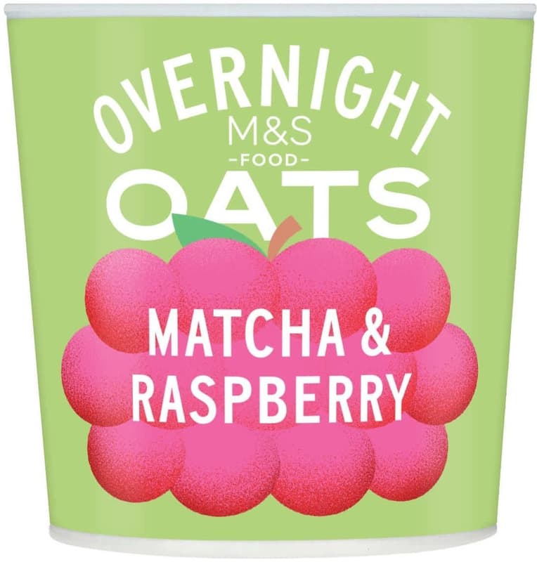 M&S Food Matcha and raspberry overnight oats