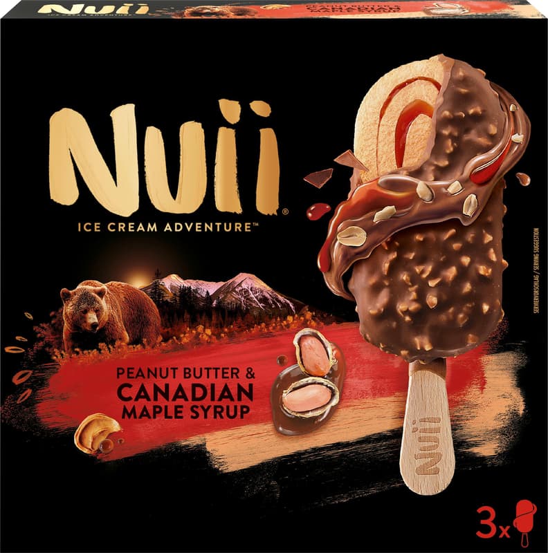 Nuii Peanut Butter & Canadian Maple Syrup Ice Cream Sticks 3x90 ml