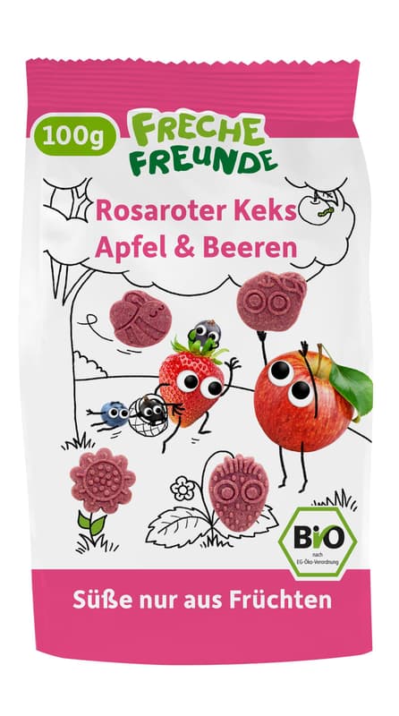 Freche Freunde Organic Pink Cookie Apple & Berries 100g