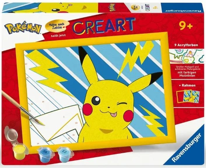 Ravensburger Malen nach Zahlen Set Pokémon Pikachu mit Rahmen