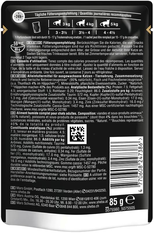 SHEBA Delikatesse Portionsbeutel Thunfisch in Gelee MSC