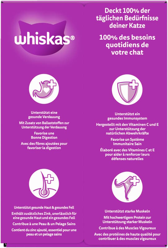 Whiskas Multipack Pouch Portions 1+ Poultry Selection 4 varieties chicken, duck, poultry, turkey in sauce 12x85g