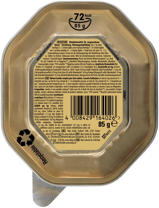 SHEBA Selection Tray Veal & Turkey in Sauce 85g