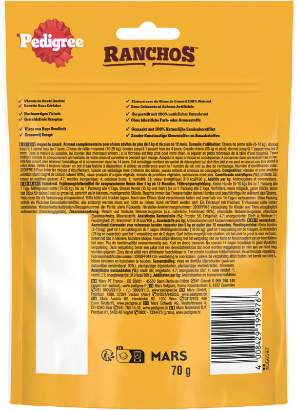 PEDIGREE RANCHOS™ Duck Fillets 70g