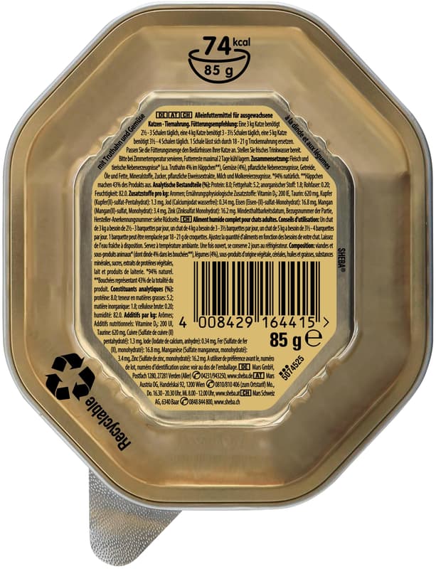 SHEBA Sauce Collection Schale Frikassee Truthahn & Gemüse in Sauce