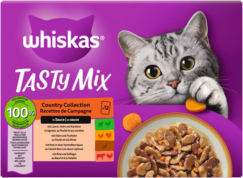 Whiskas Tasty Mix Multipack Portionsbeutel Country Collection in Sauce 12x85g