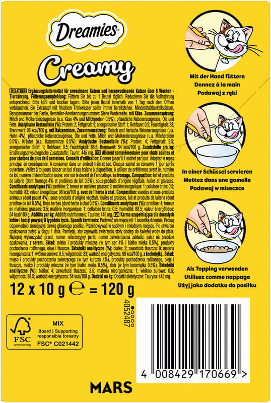 DREAMIES™ Creamy Multipack Katzenminze & Käse 12x10g