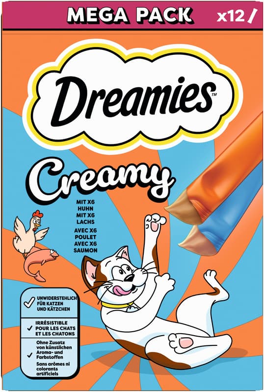 DREAMIES™ Creamy Multipack Huhn & Lachs 12x10g