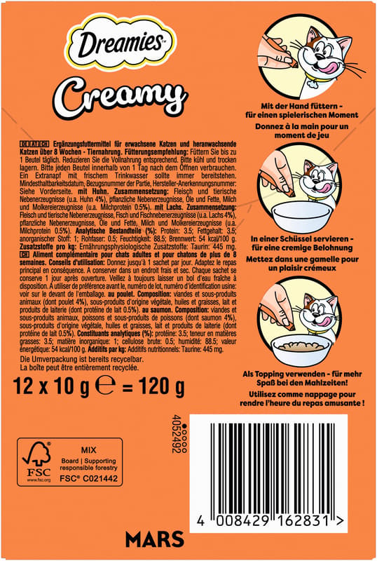 DREAMIES™ Creamy Multipack Huhn & Lachs 12x10g