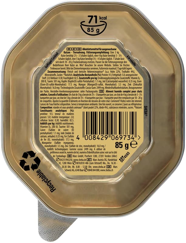 SHEBA Classics Tray Poultry Cocktail Pâté 85 g