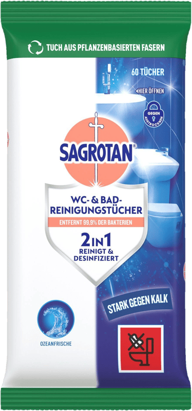 Sagrotan WC-& Bad-Reinigungstücher 60St