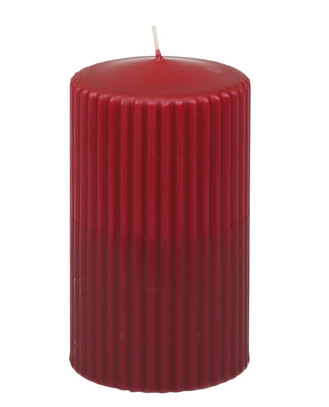Ribbed pillar candle "Mina", approx. 120/67 mm, antique red