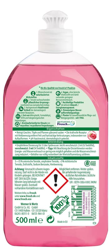 Frosch Power Dishwashing Liquid Raspberry 500 ml