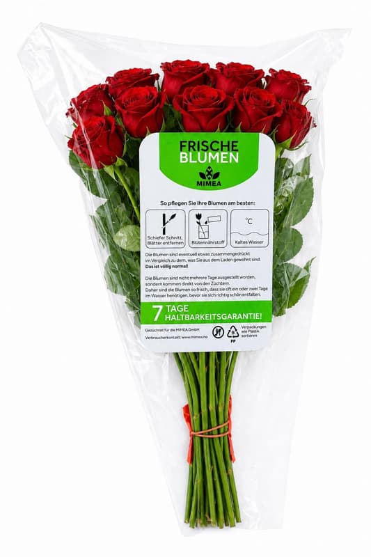 Rote Rosen 40 cm x 10 Stiele