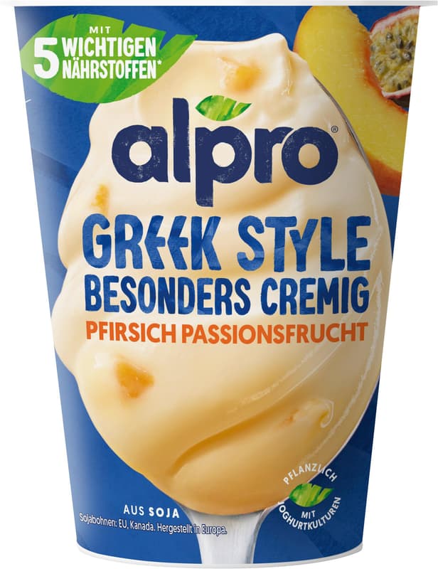 Alpro Greek Style Yogurt Alternative Peach Passion Fruit 400g