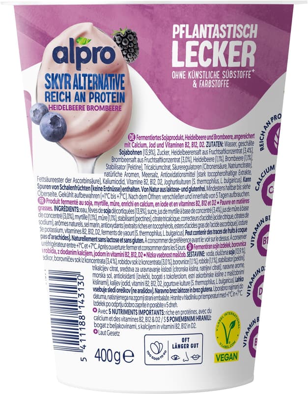Alpro Skyr Yogurt Alternative Blueberry Blackberry 400g