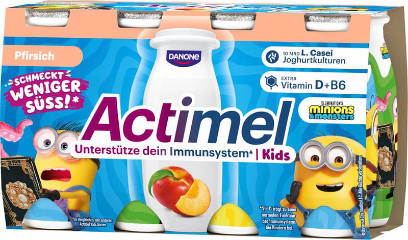 Actimel 8x100g Kids Peach less sweet