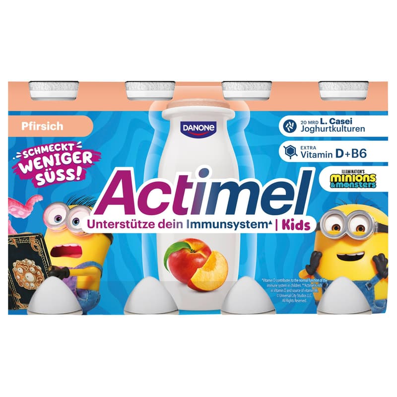 Actimel 8x100g Kids Peach less sweet