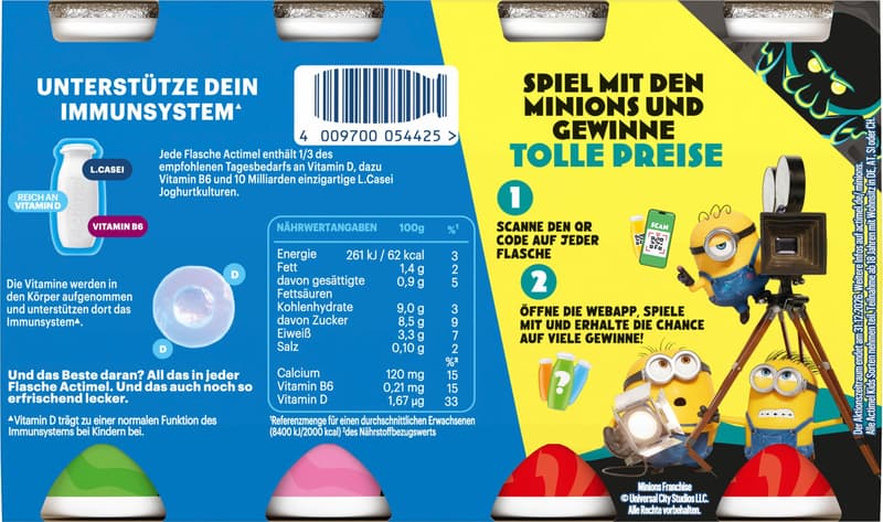 Actimel 8x100g Kids Peach less sweet