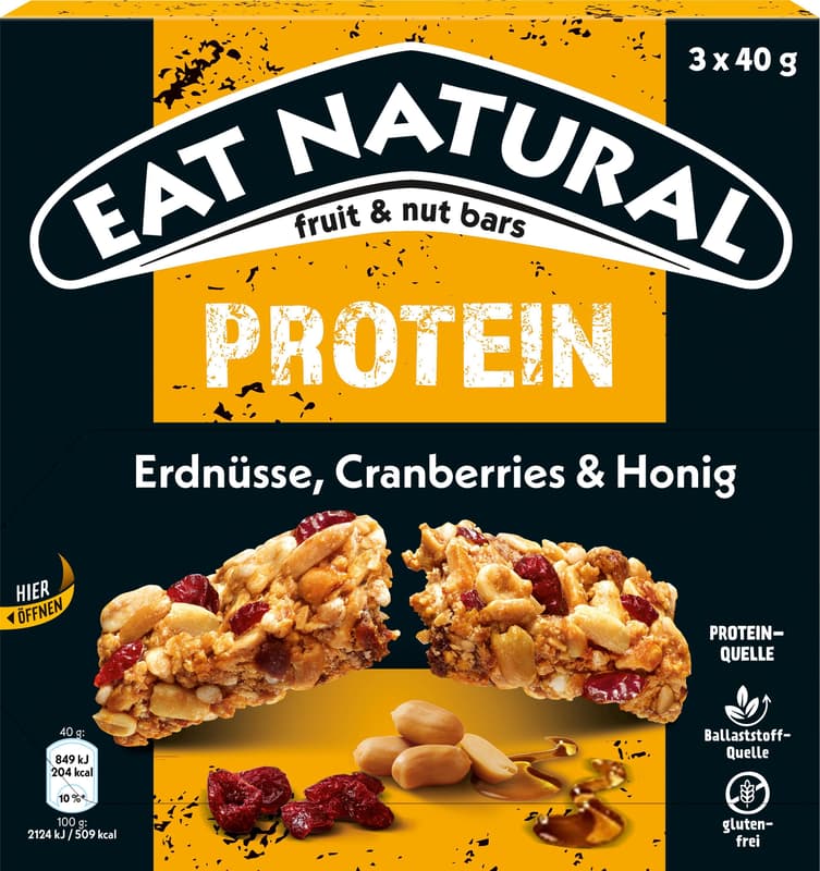 EAT NATURAL protein bar Peanuts, Cranberries & Honey 3-pack