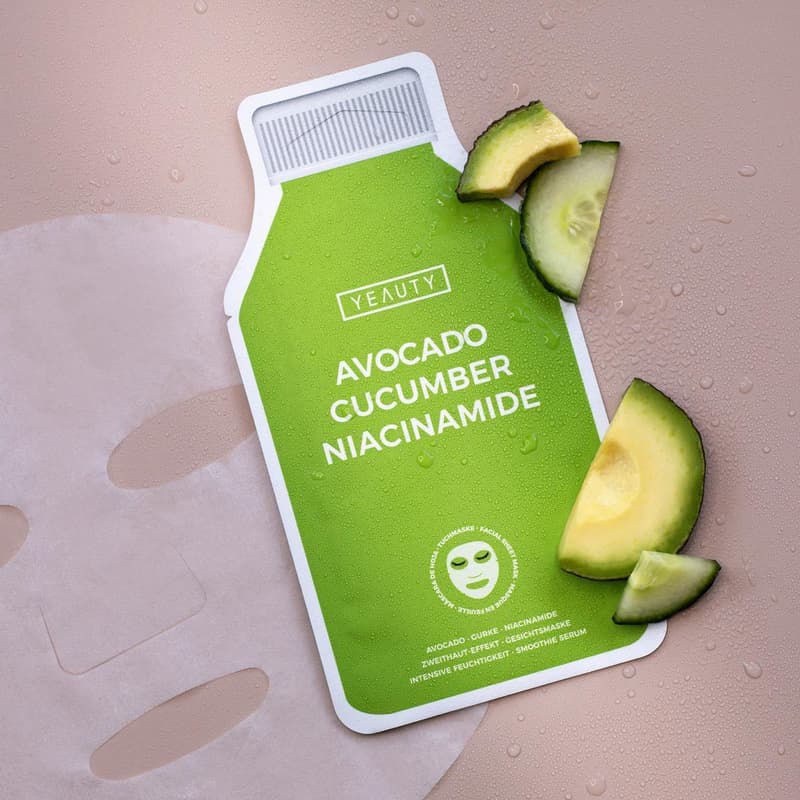 YEAUTY Sheet Mask Smoothie Avocado-Cucumber-Niacinamide