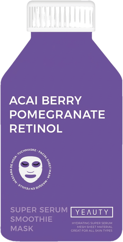 YEAUTY Tuchmaske Smoothie Acai Berry-Pomegranate-Retinol