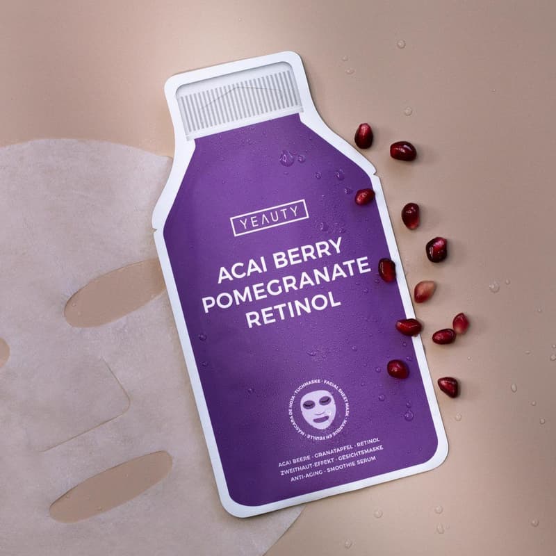 YEAUTY Tuchmaske Smoothie Acai Berry-Pomegranate-Retinol
