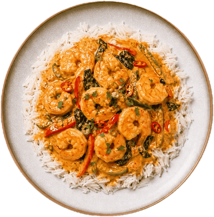 Freshfoodz Garnelen in Thaicurry mit Basmatireis