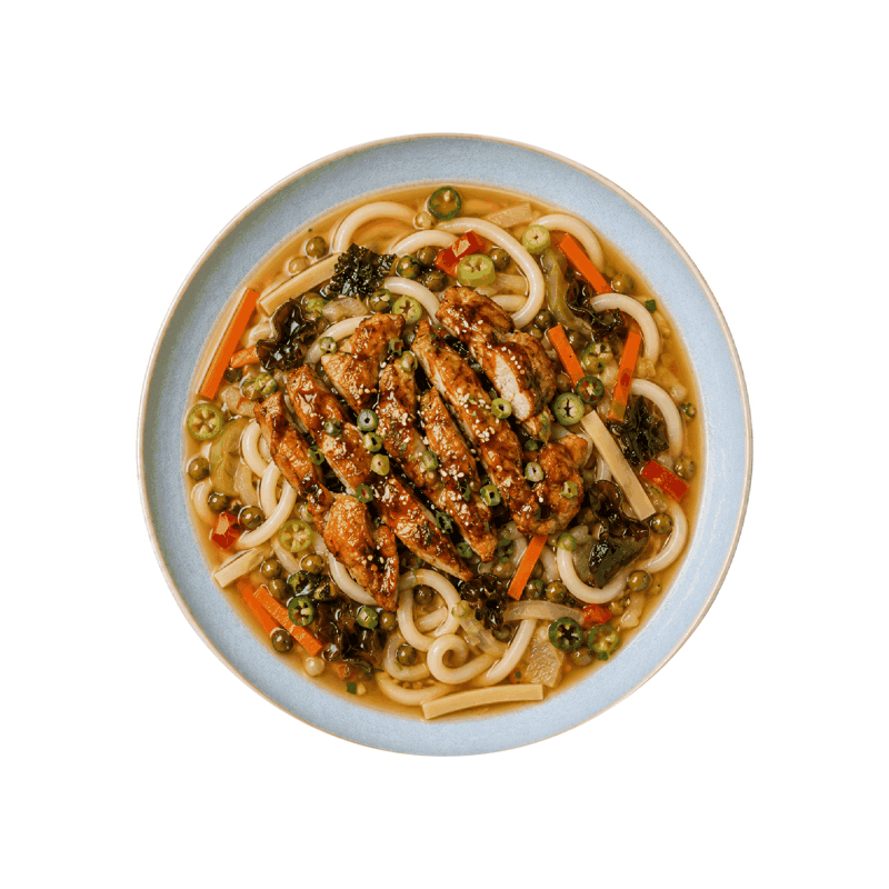 Freshfoodz Miso Brühe mit Hähnchen und Udonnudeln
