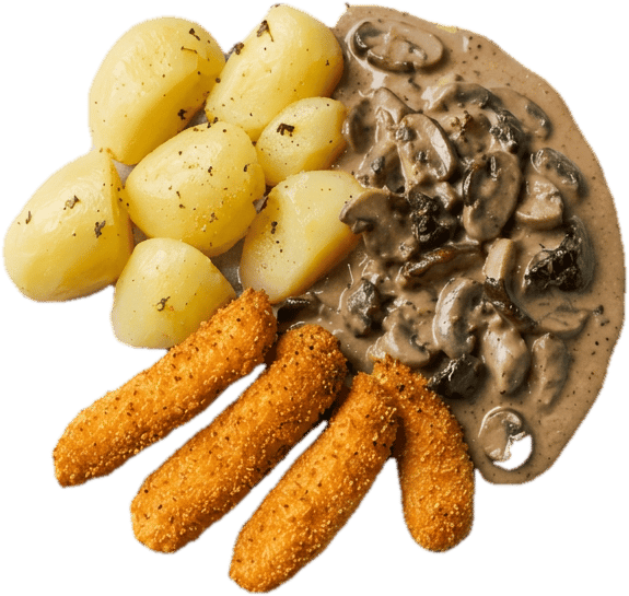 Freshfoodz Chicken Tenders mit Waldpilzsauce und Salzkartoffeln