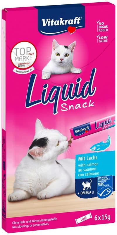 Vitakraft Cat Snack Liquid Salmon + Omega 3 6 x 15 g