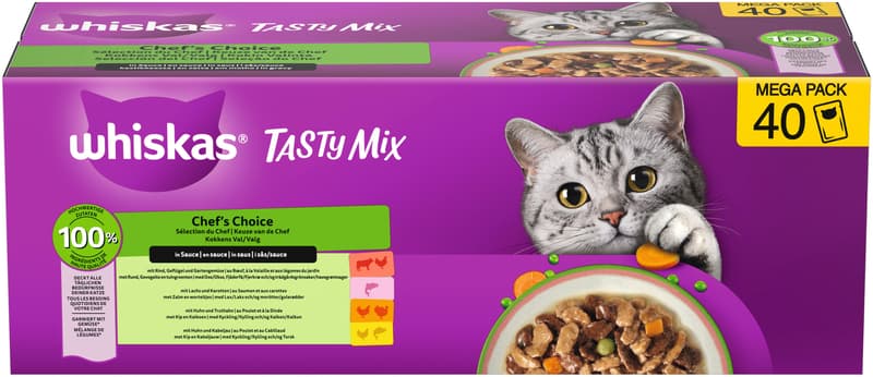 Whiskas Tasty Mix Multipack Pouches Chef's Choice in Sauce 40x85g
