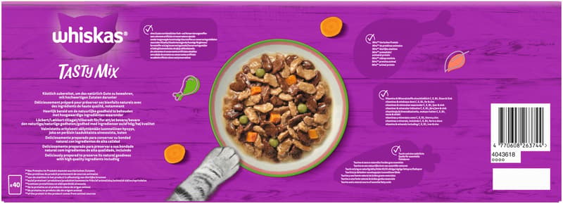 Whiskas Tasty Mix Multipack Pouches Chef's Choice in Sauce 40x85g