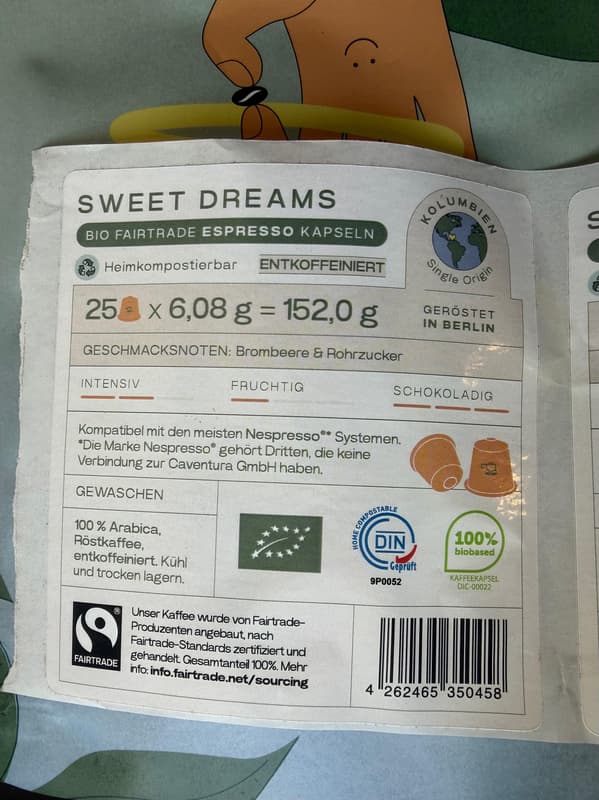 Sweet Dreams (decaffeinated) Capsules – 25 pcs