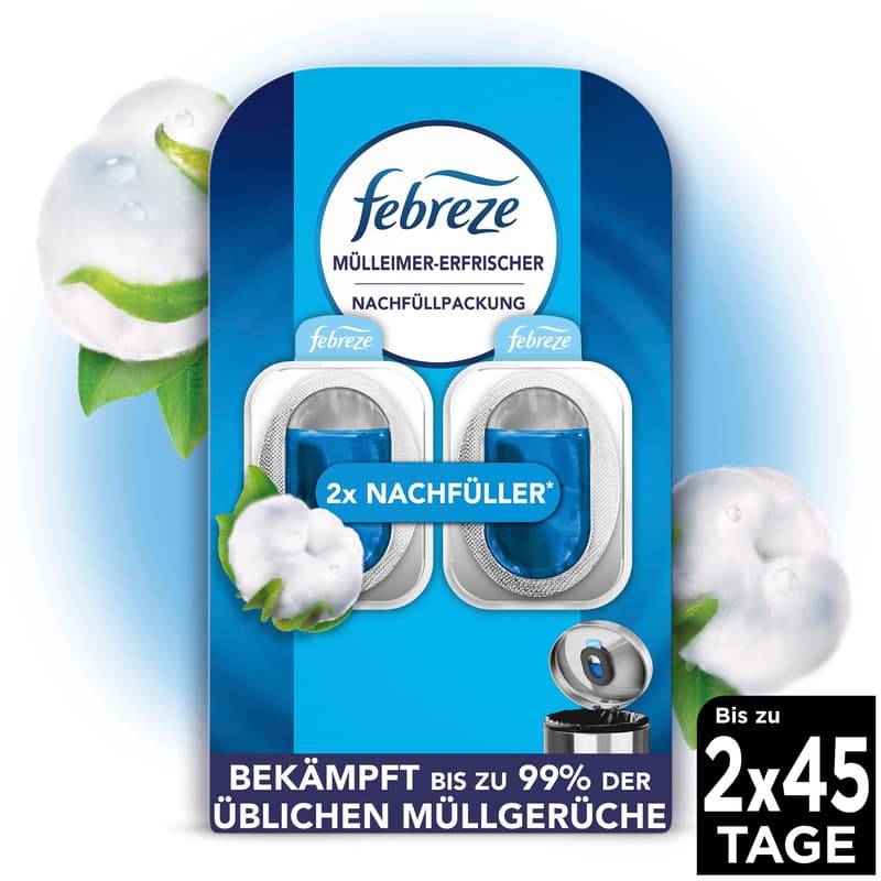 Febreze Duftdepot Mülleimererfrischer Nachfüller Reine Frische Duo 9. 76ml