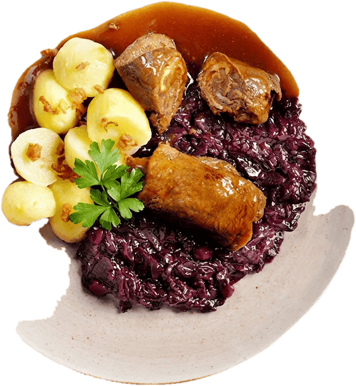 Hofmanns 2 Rinderrouladen - mit kleinen Holzspießen handgesteckt -