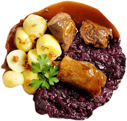 Hofmanns 2 Rinderrouladen - mit kleinen Holzspießen handgesteckt -