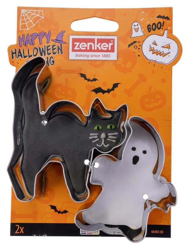 Zenker Cat and Ghost Cookie Cutter Dimensions: 9. 6 x 7. 9 x 2. 6 cm