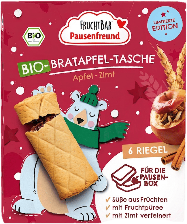 FruchtBar Pausenfreund - Bio-Bratapfel-Tasche Apfel, Zimt