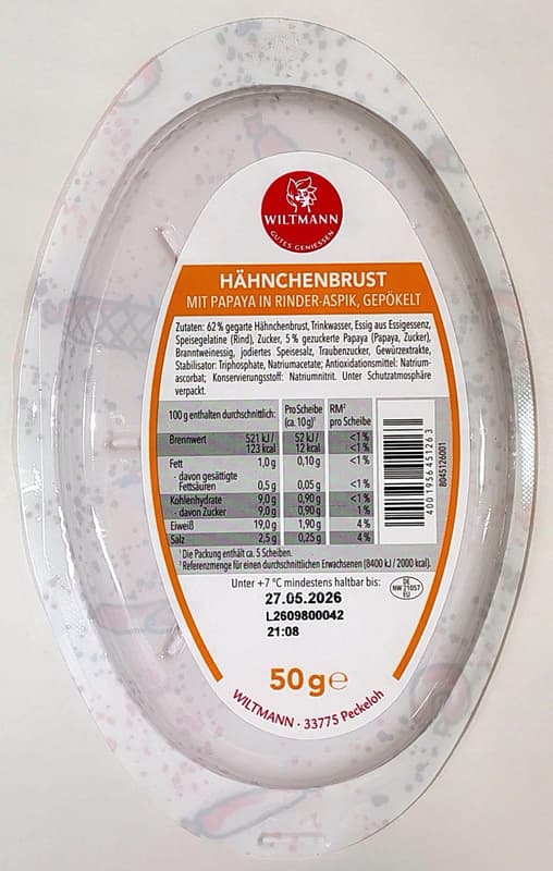 Wiltmann Hähnchenbrust mit Papaya in Aspik 50g