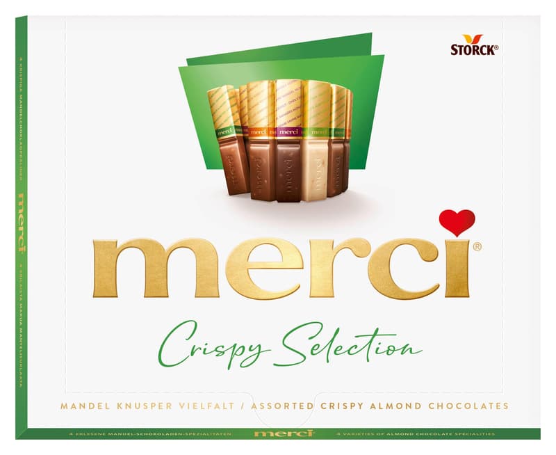 Merci Finest Selection Almond Crunch Variety, chocolate specialties with crunchy almond (9. 2%) pieces, 1 x 250g