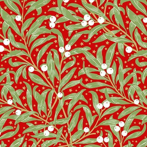 Serviette 33x33cm "Christmas Leaves rot"