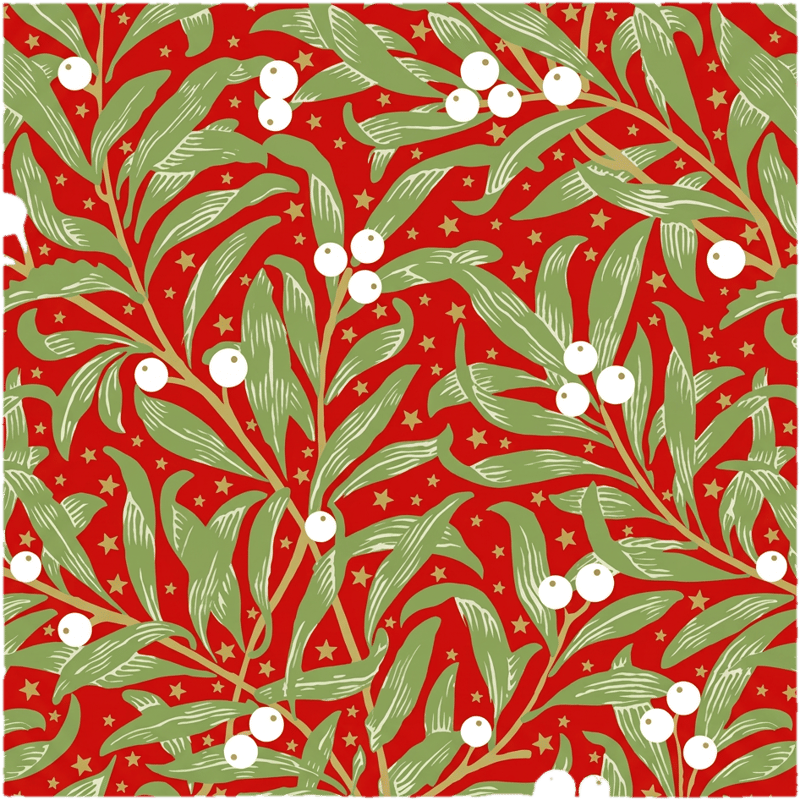 Serviette 33x33cm "Christmas Leaves rot"